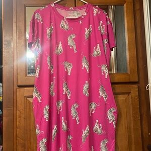 Tiger Print Vibrant Pink Oversized Shift Dressed L/XL